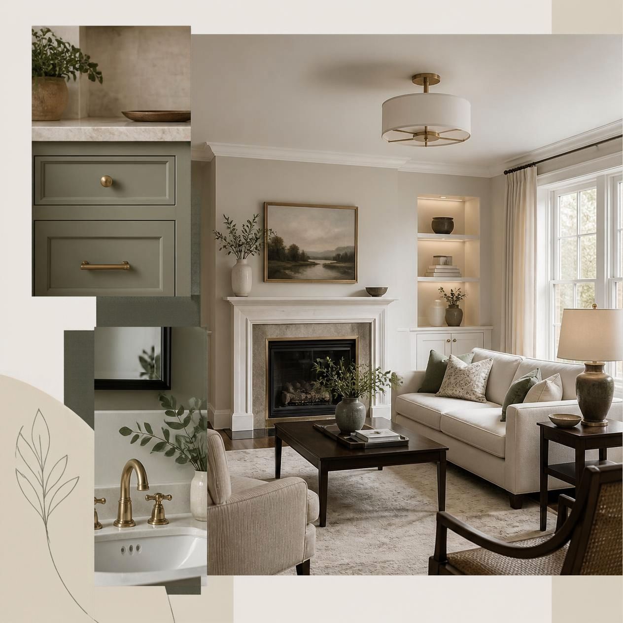 Warm updated living room and home interrior